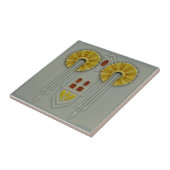 Antiek Duits Jugendstille Gray Repro Faux Relief Tegeltje (Zijkant)