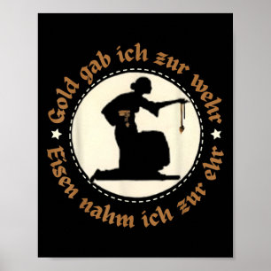 Antiek  Duitse gouden embleem Silhouette Quot Poster