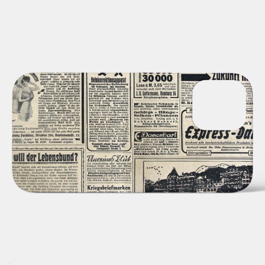 Antiek Duitse krantenadvertenties 1917 Case-Mate iPhone Case (Achterkant (horizontaal))