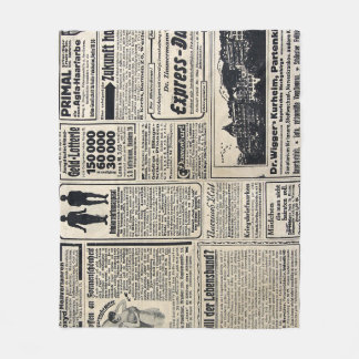 Antiek Duitse krantenadvertenties 1917 Fleece Deken