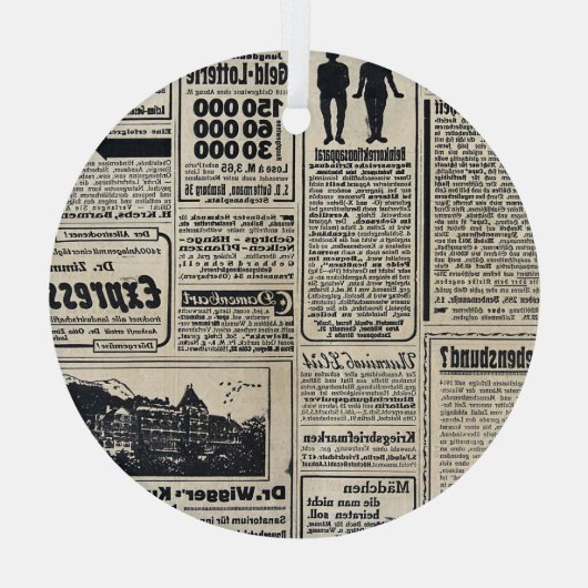 Antiek Duitse krantenadvertenties 1917 Glas Ornament (Achterkant)