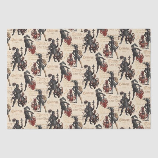 Antiek Duitse nachten in Armor en wapenschilden Tissuepapier (Voorkant)