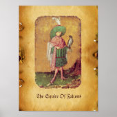 Antiek Duitse rechtbank Tarots/Squire of Falcons Poster (Voorkant)