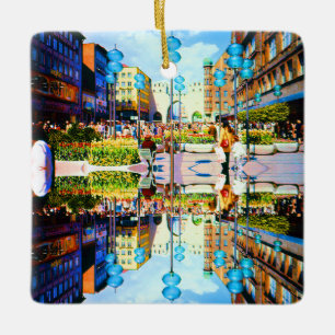 Antiek Duitsland München Stadspoort Karistor Keramisch Ornament
