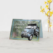 Antiek Dump Truck-customize elke gelegenheid Kaart (Gele Bloem)