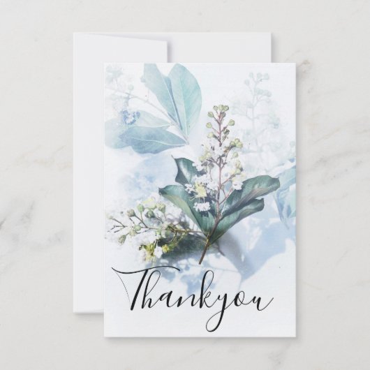 Antiek-Dusty Blue Floral Bedankkaart (Voorkant)