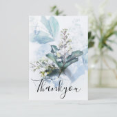 Antiek-Dusty Blue Floral Bedankkaart (Staand voorkant)