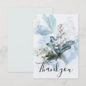 Antiek-Dusty Blue Floral Bedankkaart (Voorkant / Achterkant)