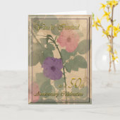 Antiek Dusty Roos 50e Jubileum Kaart (Gele Bloem)