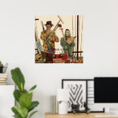 Antiek echtpaar met tuingereedschap poster (Thuiskantoor)