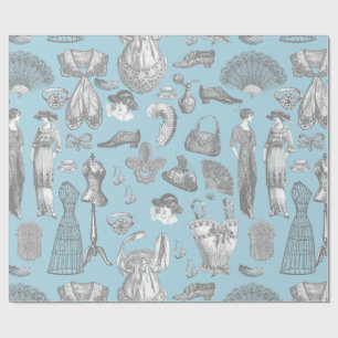 antiek Edwardiaanse mode dames blauw Cadeaupapier