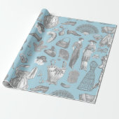 antiek Edwardiaanse  mode dames blauw Cadeaupapier (Uitgerold)