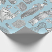 antiek Edwardiaanse  mode dames blauw Cadeaupapier (Hoek)