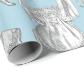 antiek Edwardiaanse  mode dames blauw Cadeaupapier (Rol Hoek)