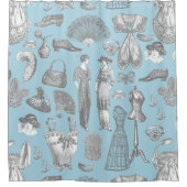 antiek Edwardiaanse  mode dames blauw Douchegordijn (Voorkant)