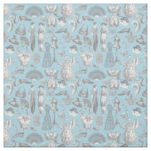 antiek Edwardiaanse mode dames blauw Stof (Swatch)