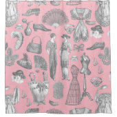 antiek Edwardiaanse  mode dames roze Douchegordijn (Voorkant)