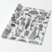 antiek Edwardiaanse  mode Dames Wit Cadeaupapier (Uitgerold)