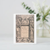 Antiek eerste editie, pagina King James Bible Briefkaart (Staand voorkant)