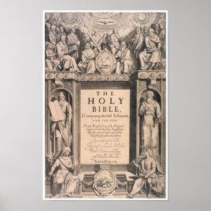Antiek eerste editie, pagina King James Bible Poster