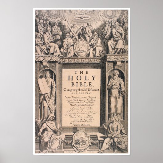 Antiek eerste editie, pagina King James Bible Poster (Voorkant)