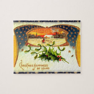 Antiek Eerste Wereldoorlog Patriottische Kerstpuzz Legpuzzel
