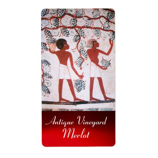 ANTIEK EGYPTIAN VINEYARD WINE GRAPE HARVEST ETIKET (Voorkant)