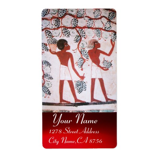 ANTIEK EGYPTIAN VINEYARD WINE GRAPE HARVEST ETIKET (Voorkant)