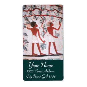 ANTIEK EGYPTIAN VINEYARD WINE GRAPE HARVEST ETIKET