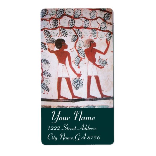 ANTIEK EGYPTIAN VINEYARD WINE GRAPE HARVEST ETIKET (Voorkant)