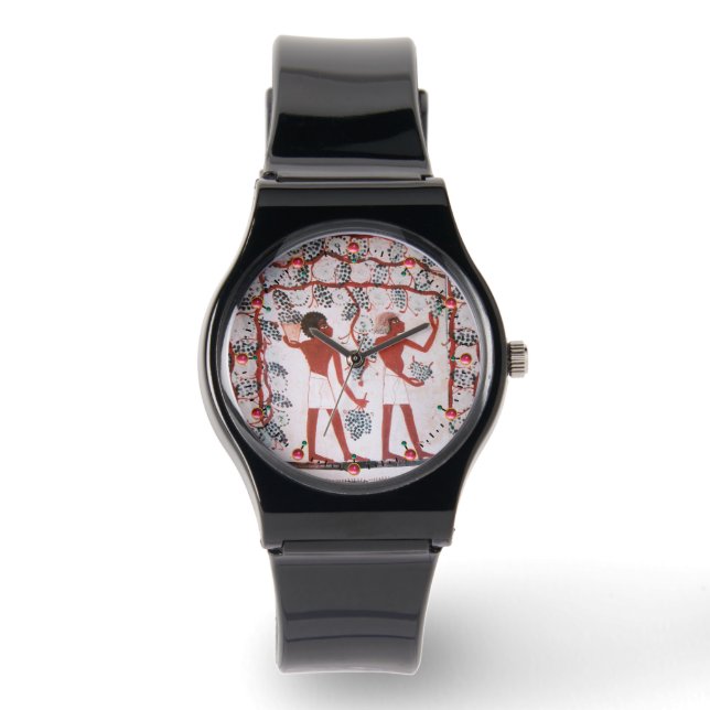 ANTIEK EGYPTIAN VINEYARD WINE GRAPE HARVEST HORLOGE (Voorkant)