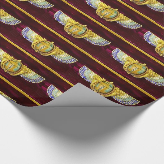 ANTIEK EGYPTIAN WINGED SCARAB/CORNUCOPIA JEWEL CADEAUPAPIER (Hoek)