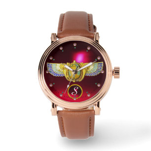 ANTIEK EGYPTIAN WINGED SCARAB/CORNUCOPIA JEWEL HORLOGE