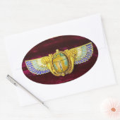 ANTIEK EGYPTIAN WINGED SCARAB/CORNUCOPIA JEWEL OVALE STICKER (Envelop)