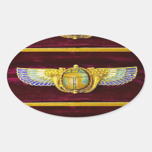 ANTIEK EGYPTIAN WINGED SCARAB/CORNUCOPIA JEWEL OVALE STICKER