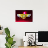 ANTIEK EGYPTIAN WINGED SCARAB/CORNUCOPIA JEWEL POSTER (Thuiskantoor)