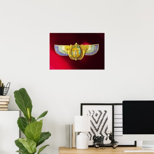 ANTIEK EGYPTIAN WINGED SCARAB/CORNUCOPIA JEWEL POSTER (Thuiskantoor)