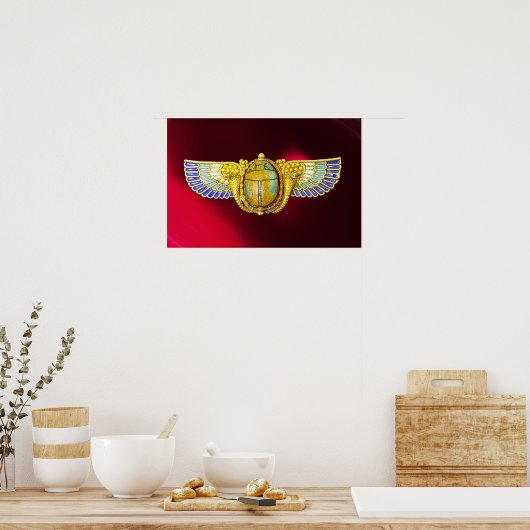 ANTIEK EGYPTIAN WINGED SCARAB/CORNUCOPIA JEWEL POSTER (Keuken)