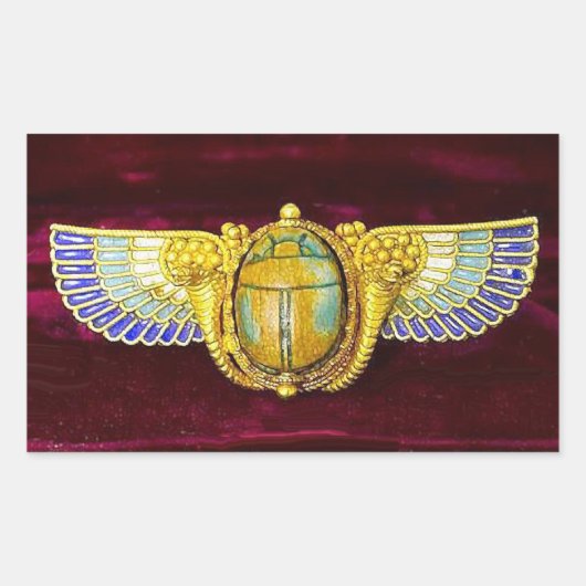 ANTIEK EGYPTIAN WINGED SCARAB/CORNUCOPIA JEWEL RECHTHOEKIGE STICKER (Voorkant)