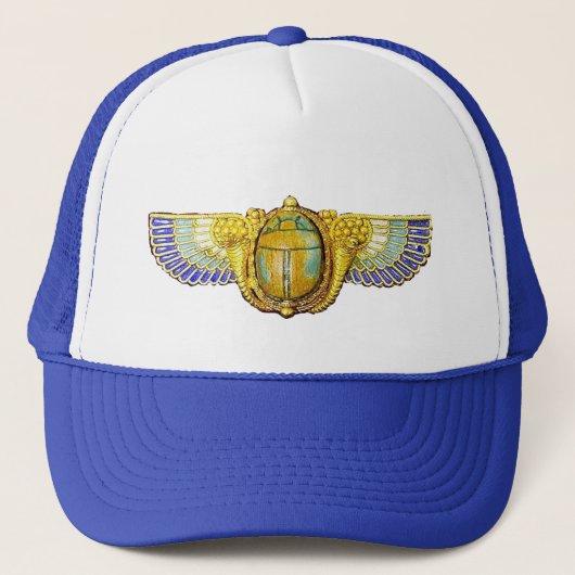 ANTIEK EGYPTIAN WINGED SCARAB/CORNUCOPIA JEWEL TRUCKER PET (Voorkant)