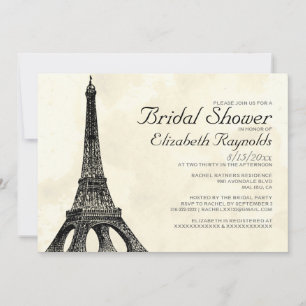 Antiek Eiffeltoren Bridal Shower-uitnodigingen Kaart