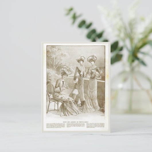 Antiek Elegant  Frans 1900 Mode Beige Briefkaart (Staand voorkant)