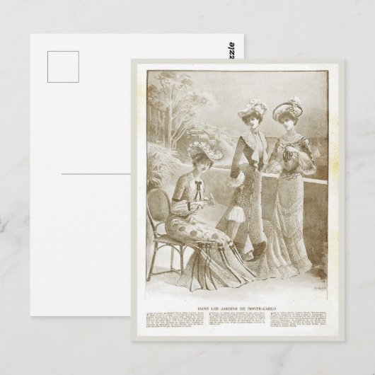 Antiek Elegant  Frans 1900 Mode Beige Briefkaart (Voorkant / Achterkant)