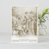 Antiek Elegant Frans 1900 Mode Beige Kaart (Staand voorkant)