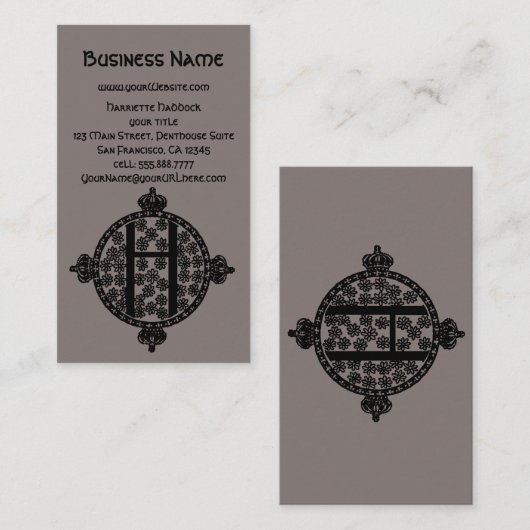 Antiek Elegant Monogram Letter H Visitekaartje (Voorkant / Achterkant)