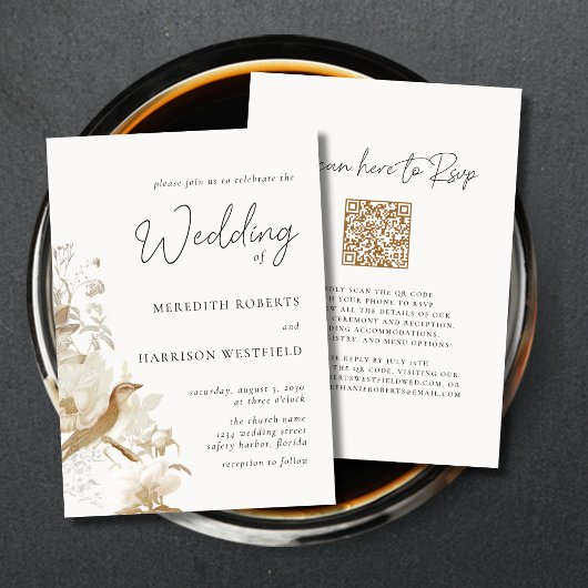 Antiek Elegante Vintage Bloemige Bruiloft Kaart