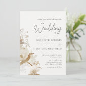 Antiek Elegantie  Bloemen Bruiloft Kaart (Staand voorkant)