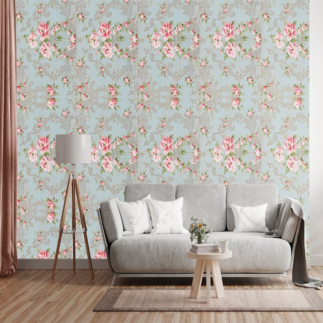 Antiek Elegantie: Lichtrood Groen  Behang (Creator heeft geüpload)