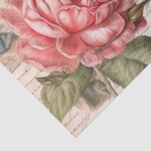 Antiek Elegantie Roos en Vlinder Decoupage Tissuepapier (Detail)