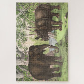 Antiek Elephant Rhino-Waterverf Afdrukken Legpuzzel (Verticaal)